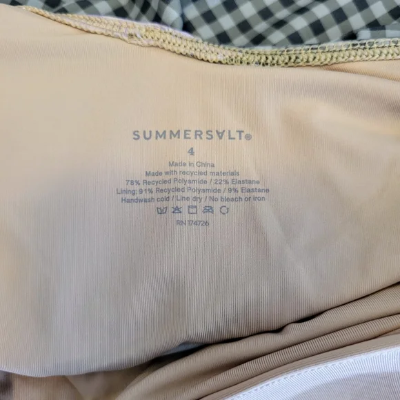 Summersalt The Wrap One-Piece Swimsuit in Lavender & Ivy Gingham Size 4 - Picture 2 of 7